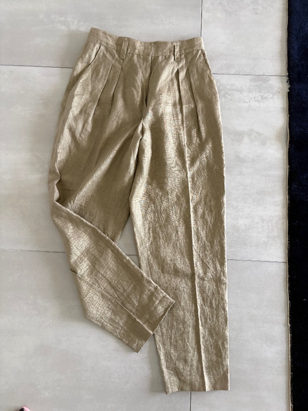 Vintage Liz Claiborne Collection 100% Linen Pleated Tapered High-rise Pants
